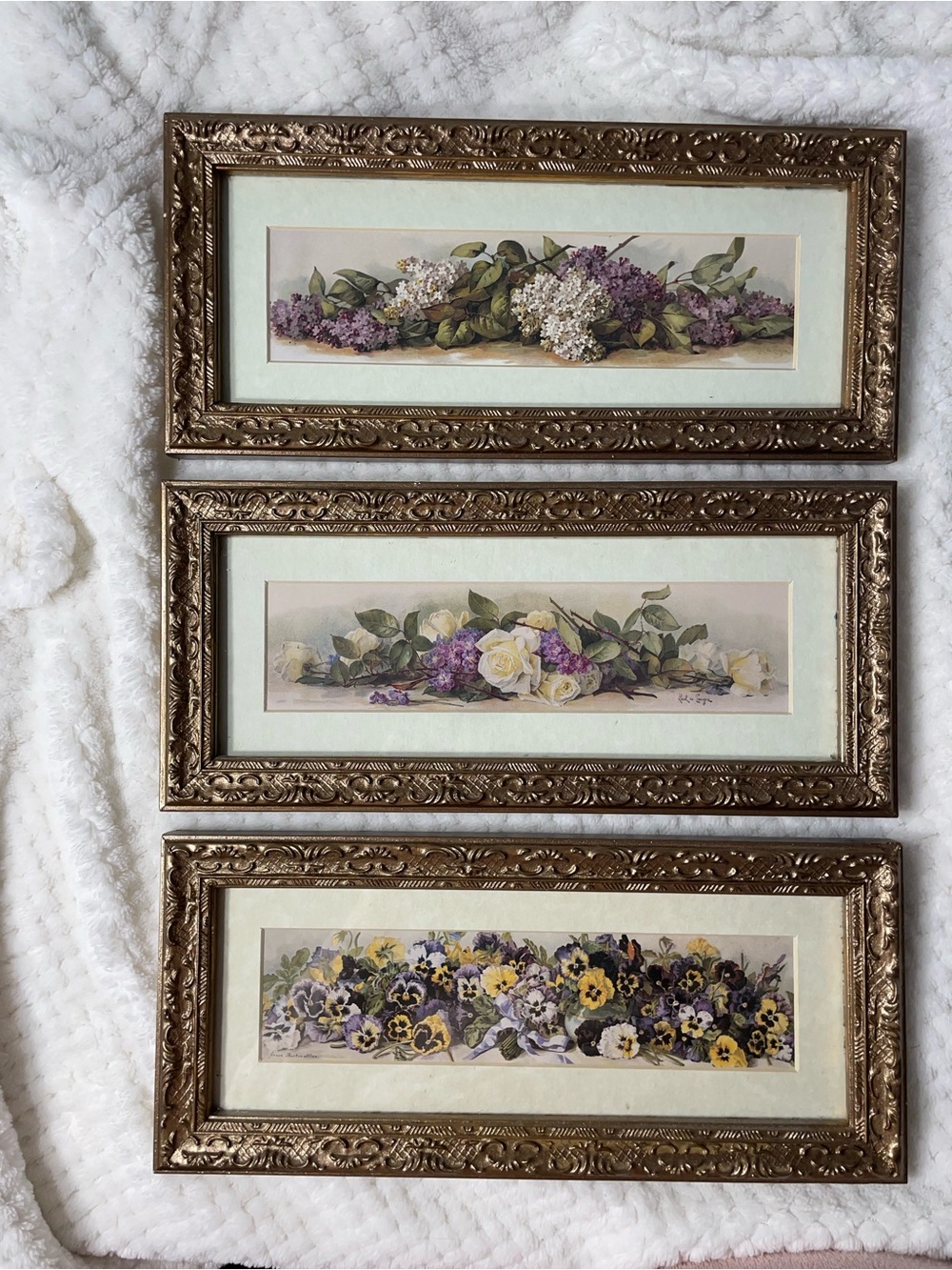Ornate Floral Wall Art Set - Frame, Purple & Yellow Accents
